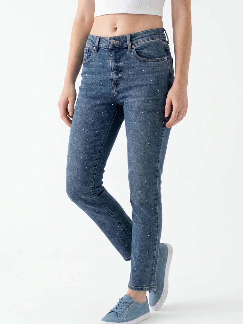 DKNY | NEW Embellished Front Straight Leg Jeans Womenβs Size 8/29